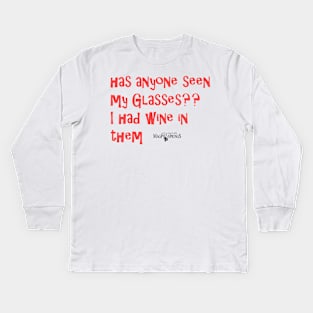 Glasses  - Magpie Springs - Adelaide Hills Wine Region - Fleurieu Peninsula - Winery Kids Long Sleeve T-Shirt